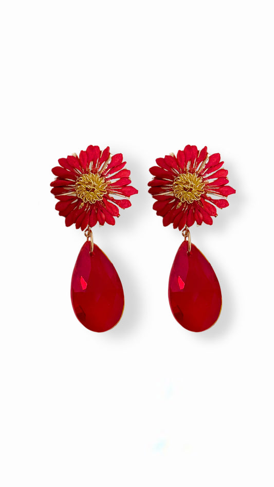 Pendientes Clavel Rojo